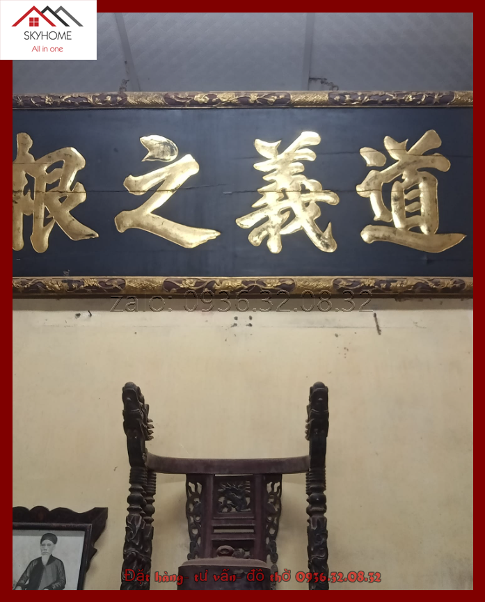 Hoành phi gỗ phòng thờ chữ Đạo nghĩa chi căn